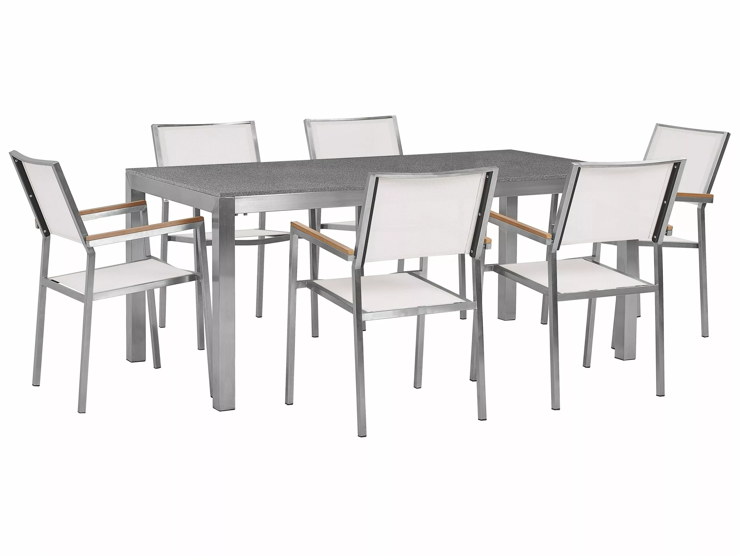 Beliani Tuinset Met 6 Stoelen Graniet Grijs/wit GROSSETO