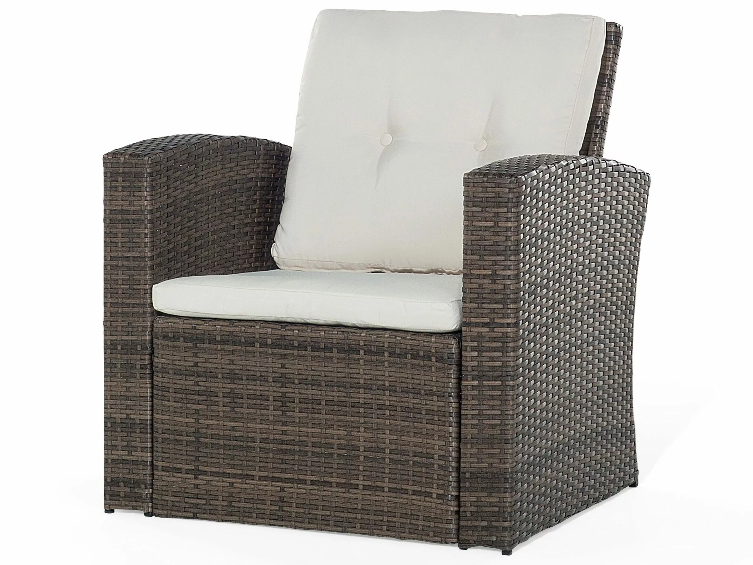 Beliani Loungeset 4-zits Rotan Donkerbruin/cremewit LUCA - Afbeelding 3