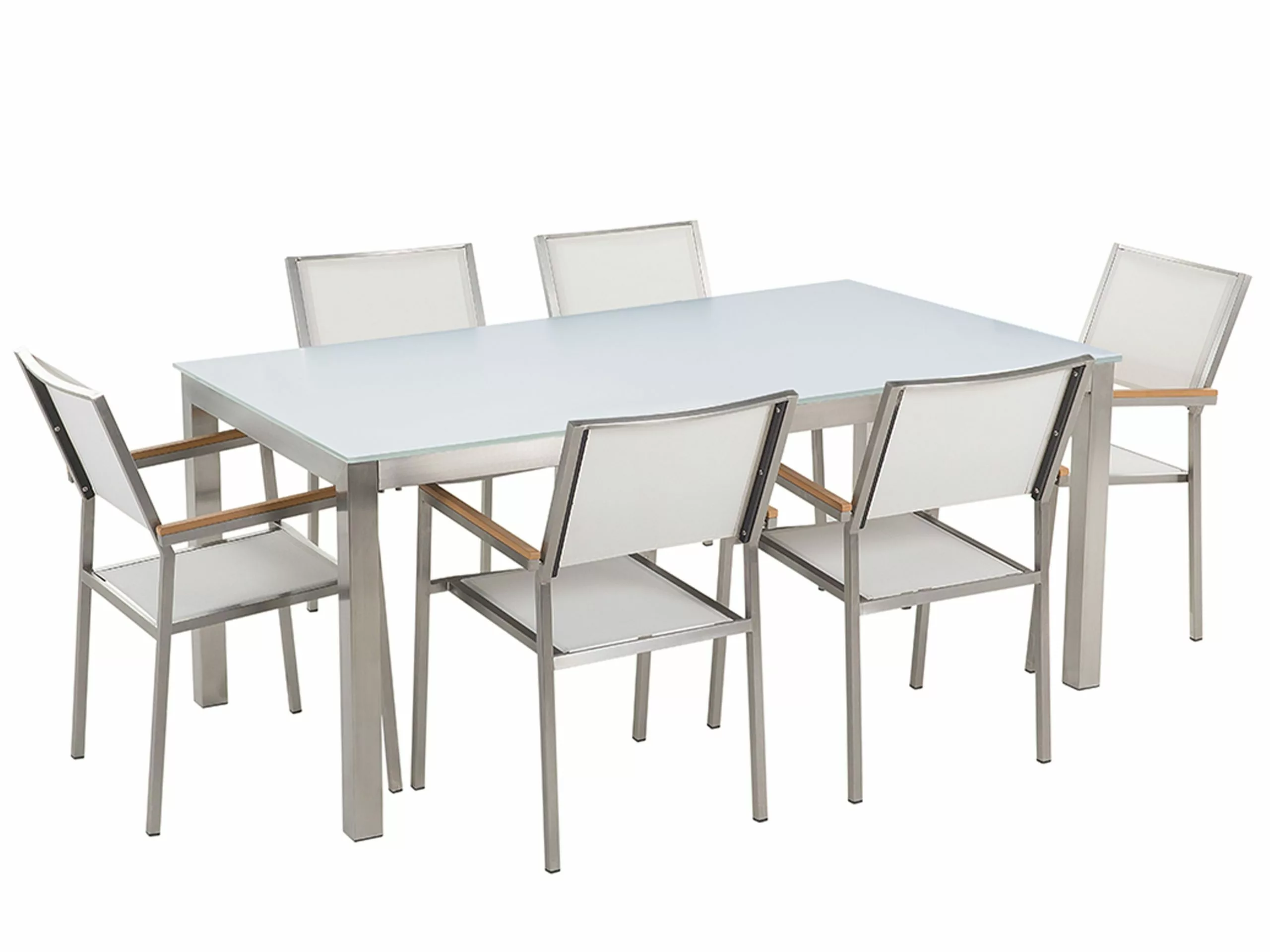 Beliani Tuinset 6-zits Glas Wit GROSSETO