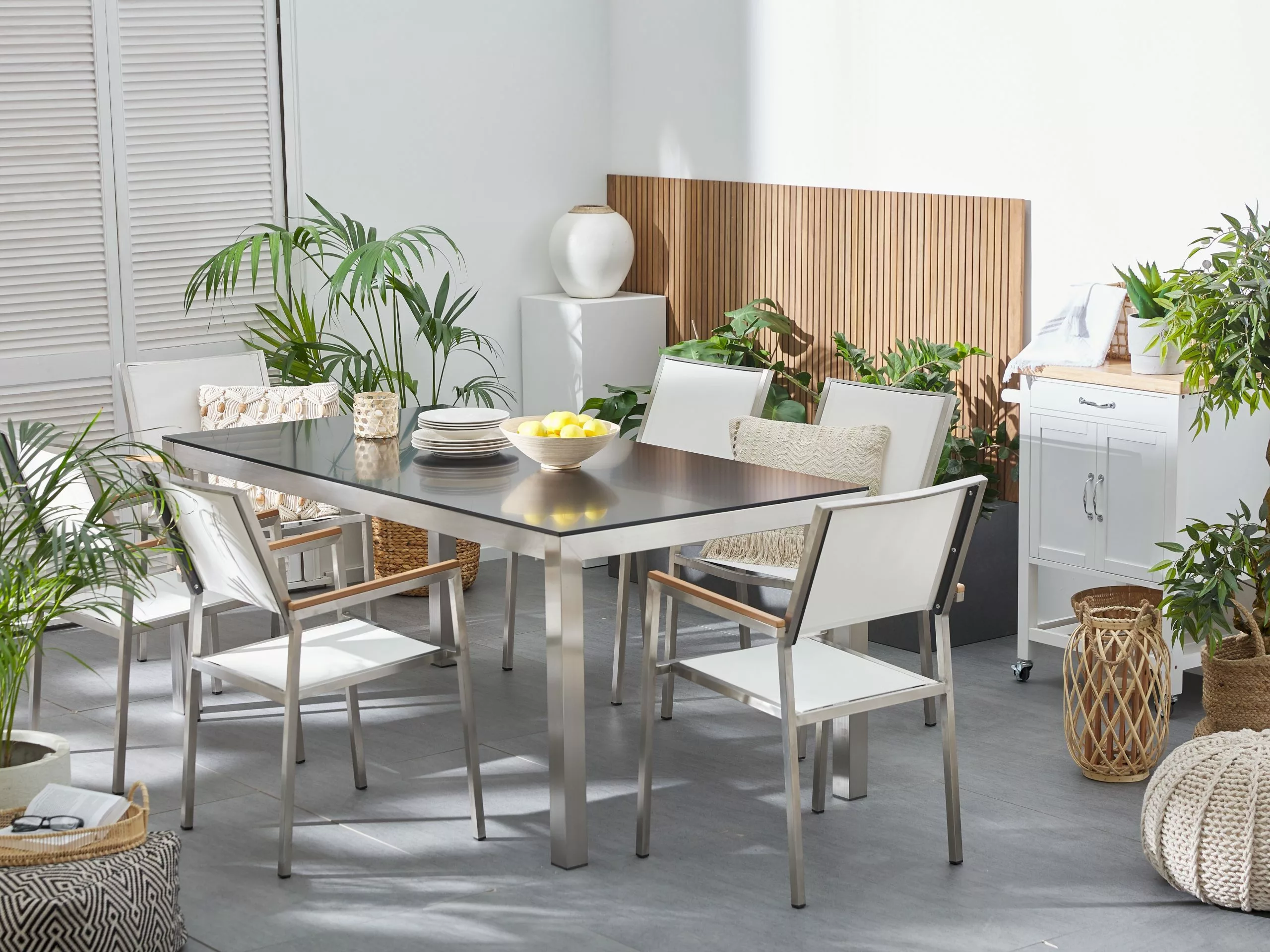 Beliani Tuinset 6-zits Glas Zwart/wit GROSSETO - Afbeelding 2