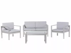 Beliani Loungeset 4-zits Aluminium Lichtgrijs SALERNO
