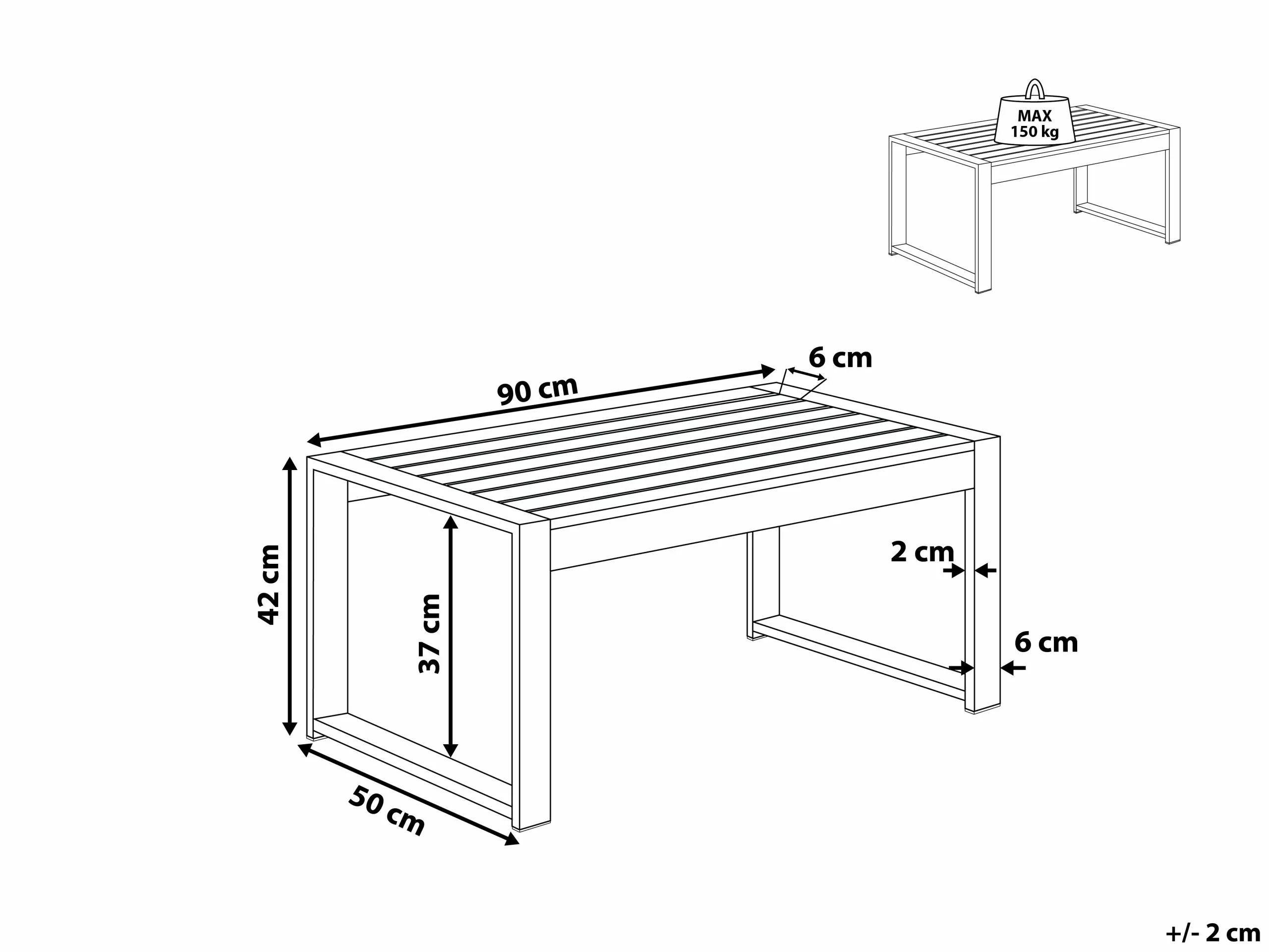 Beliani Tuintafel Auminium Donkergrijs 90 X 50 Cm SALERNO - Afbeelding 8