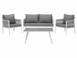 Beliani Loungeset 4-zits Aluminium Wit/grijs LATINA