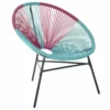 Beliani Stoel Rotan Roze/turquoise ACAPULCO