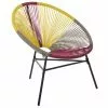 Beliani Stoel Rotan Roze/geel/beige ACAPULCO