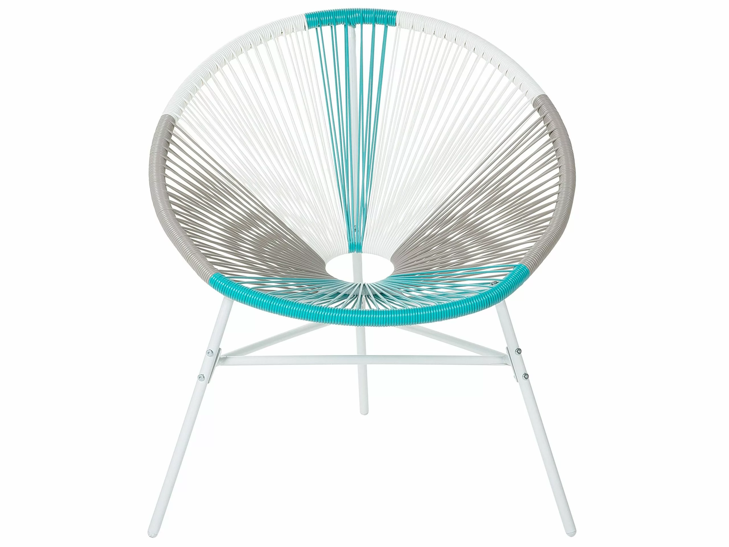 Beliani Stoel Rotan Wit/beige/turquoise ACAPULCO - Afbeelding 5