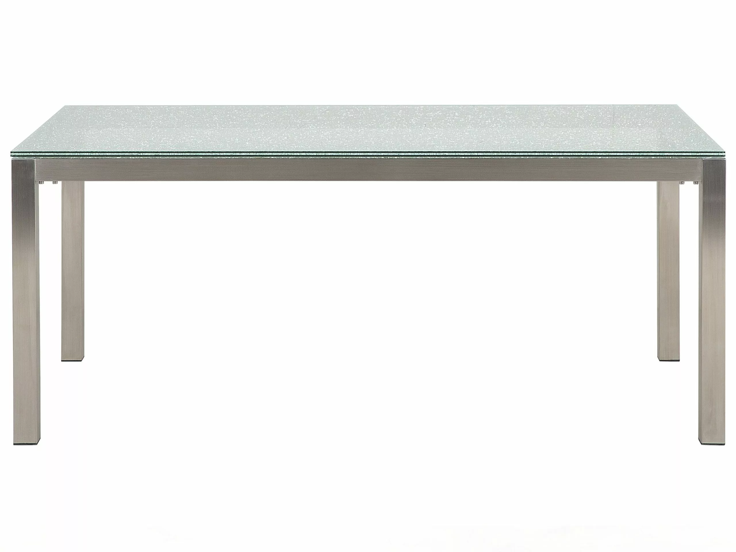 Beliani Tuintafel Matglas/RVS Enkel Tafelblad 180 X 90 Cm GROSSETO - Afbeelding 5