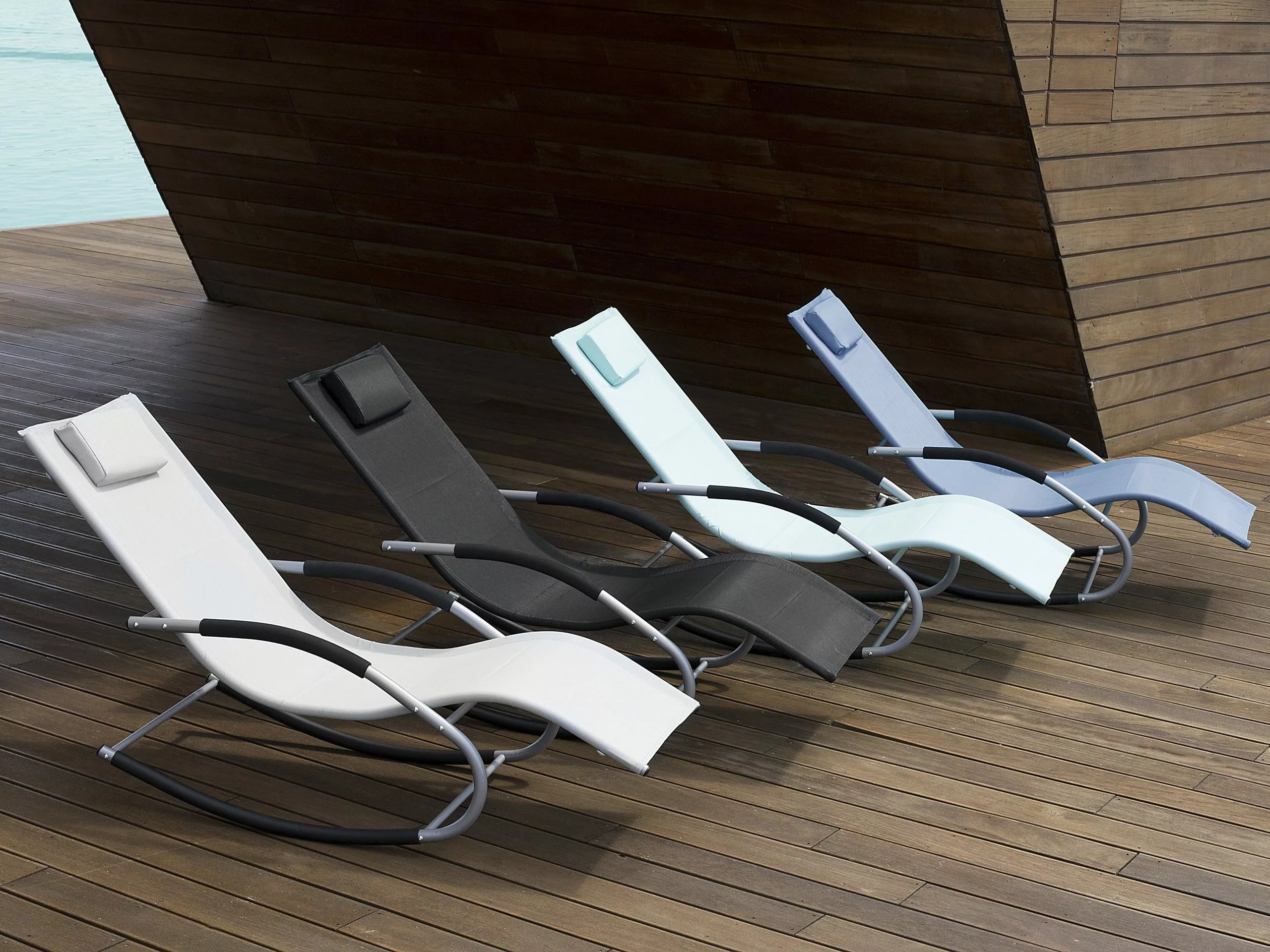 Beliani Ligstoel Staal Blauw CARANO - Afbeelding 3