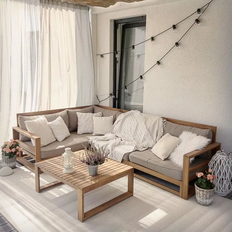 Beliani Loungeset 4-zits Acaciahout Taupe TIMOR - Afbeelding 4