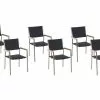 Beliani Tuinstoel Set Van 6 RVS/wicker Zwart GROSSETO