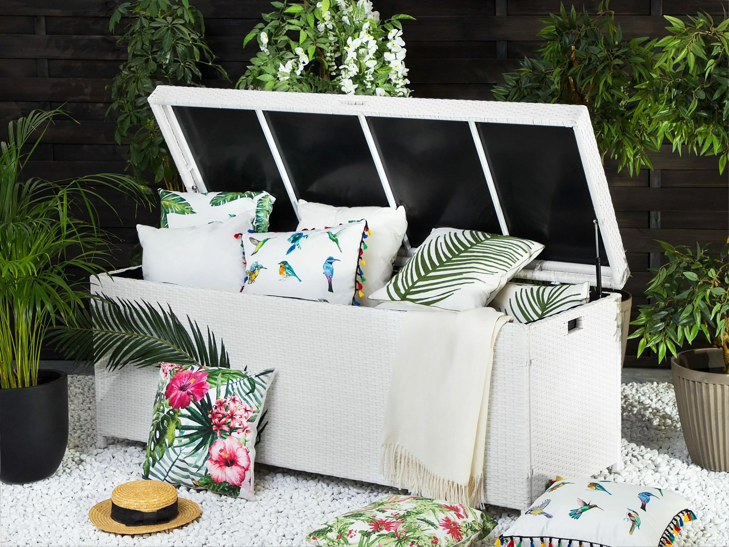 Beliani Kussenbox Rotan Wit 158 X 63 Cm MODENA - Afbeelding 2