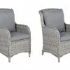Beliani Tuinstoel Set Van 2 Rotan Grijs CASCAIS