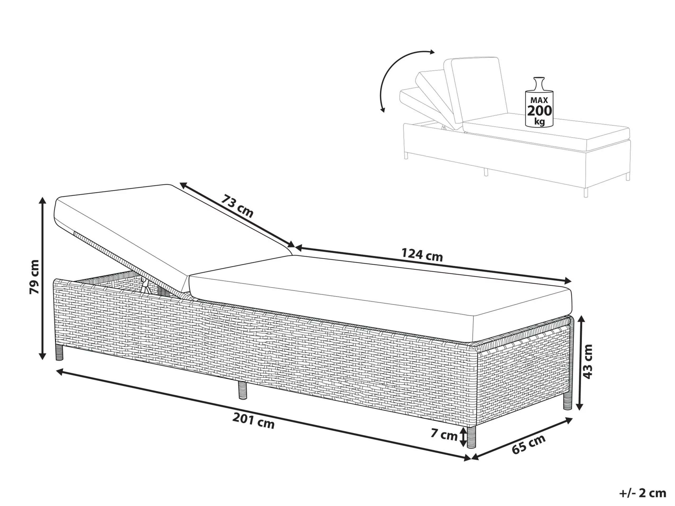 Beliani Ligstoel Rotan Wit TURIN II - Afbeelding 9