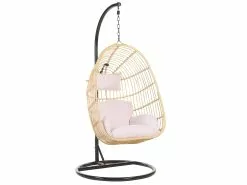 Beliani Hangstoel Met Standaard Rotan Natuurlijk/zwart CASOLI