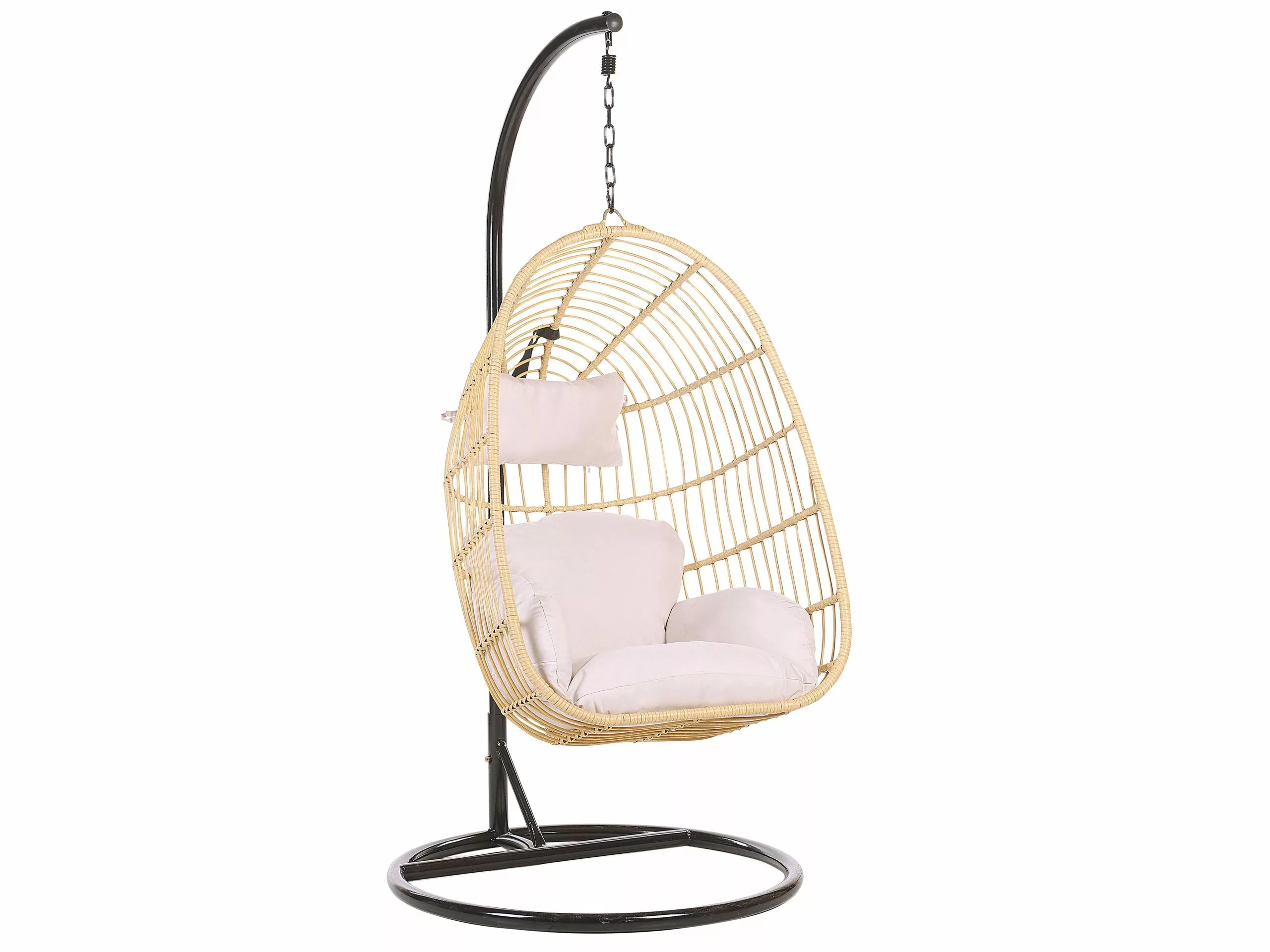 Beliani Hangstoel Met Standaard Rotan Natuurlijk/zwart CASOLI