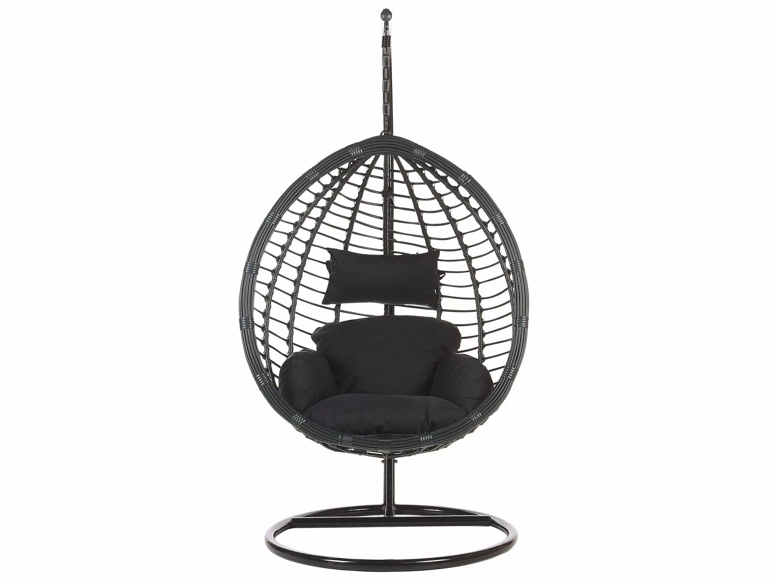 Beliani Hangstoel Met Standaard Rotan Zwart TOLLO - Afbeelding 7