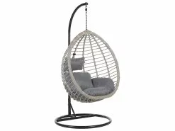 Beliani Hangstoel Met Standaard Rotan Grijs TOLLO