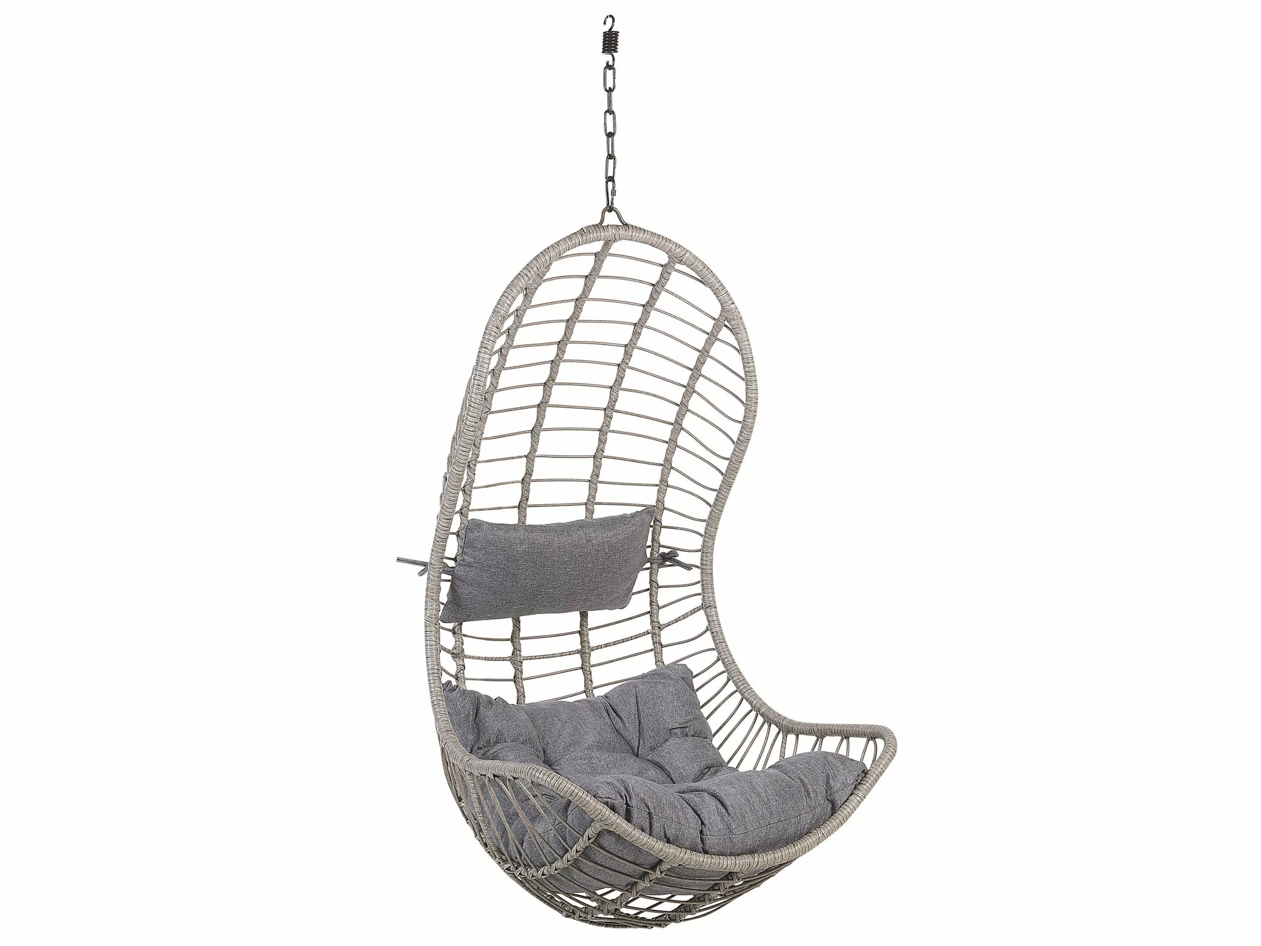 Beliani Hangstoel Met Standaard Rotan Grijs/zwart PINETO - Afbeelding 7