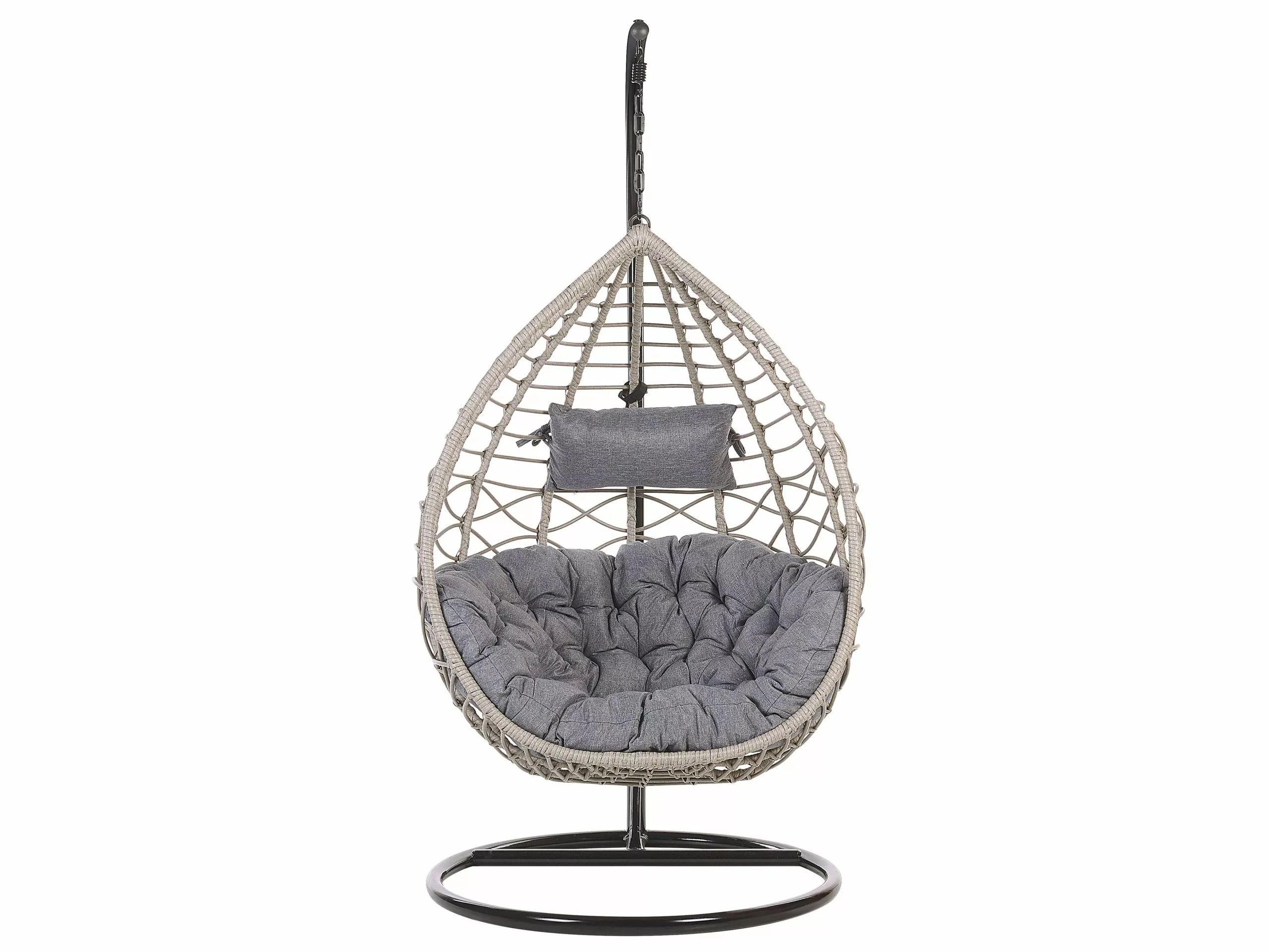 Beliani Hangstoel Met Standaard Rotan Grijs/zwart ARSITA - Afbeelding 8