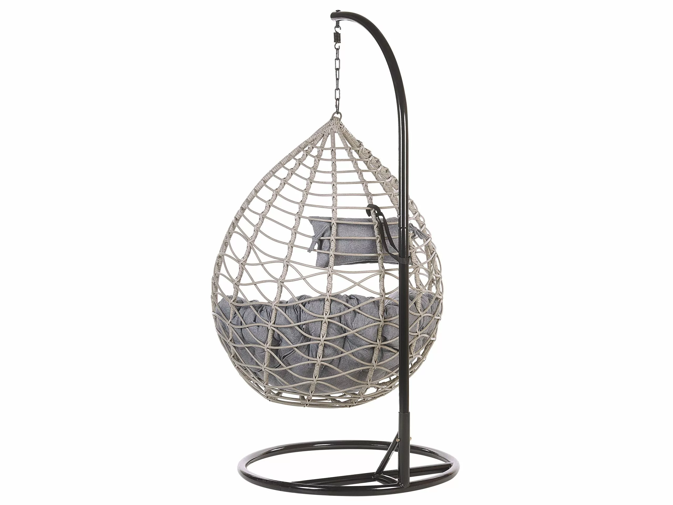 Beliani Hangstoel Met Standaard Rotan Grijs/zwart ARSITA - Afbeelding 9