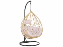 Beliani Hangstoel Met Standaard Rotan Natuurlijk/zwart ARSITA