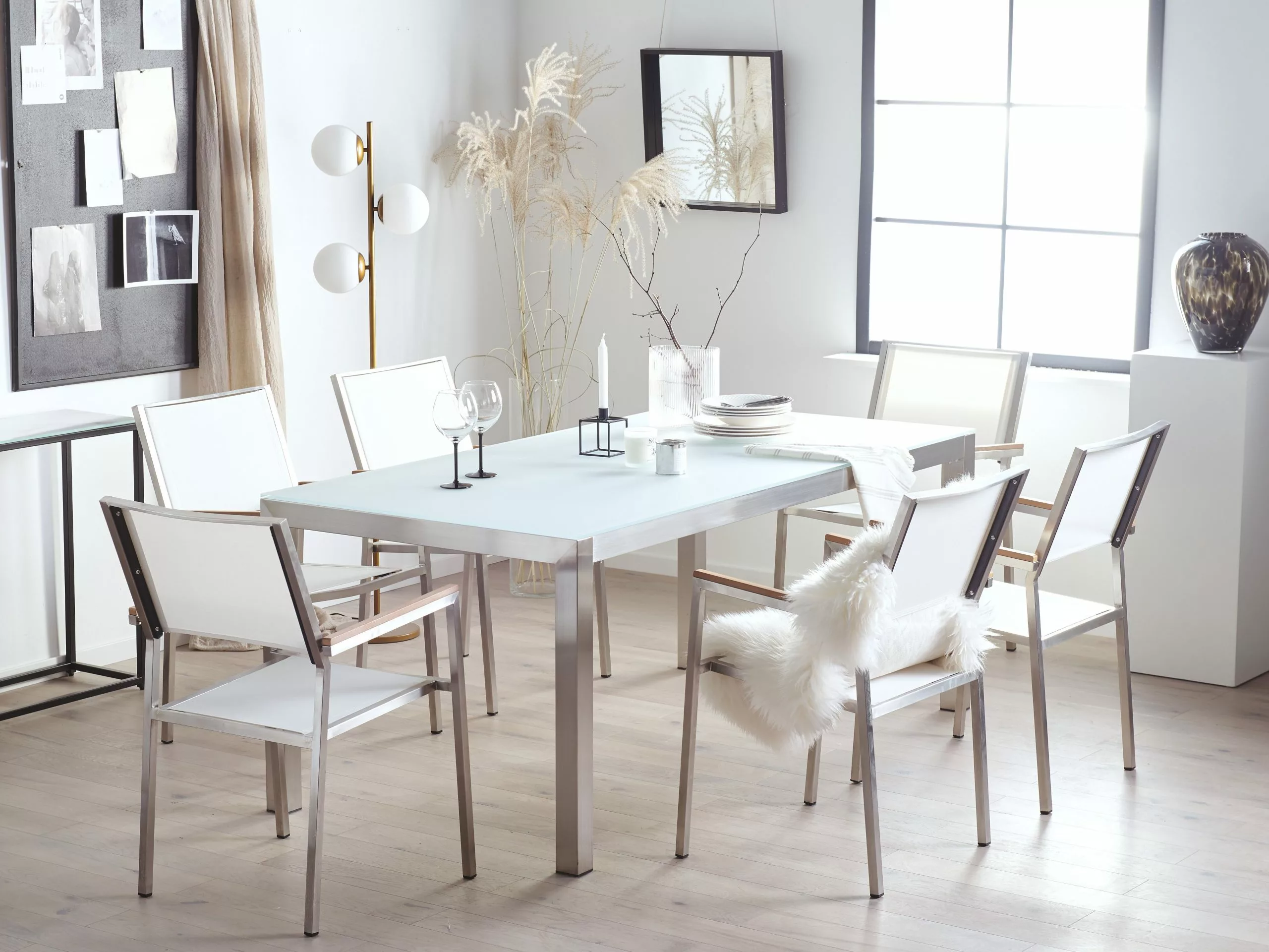 Beliani Tuinset 6-zits Glas Wit GROSSETO - Afbeelding 4