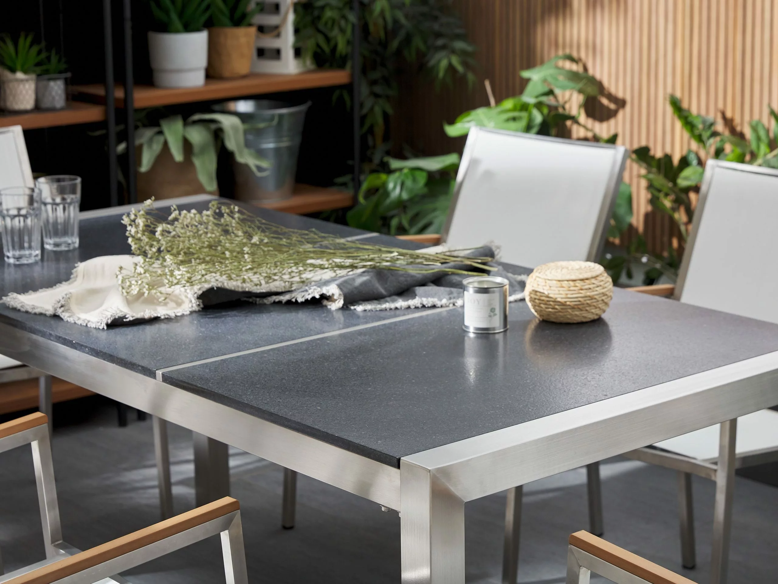 Beliani Tuinset 6-zits Basalt Zwart/wit GROSSETO - Afbeelding 3