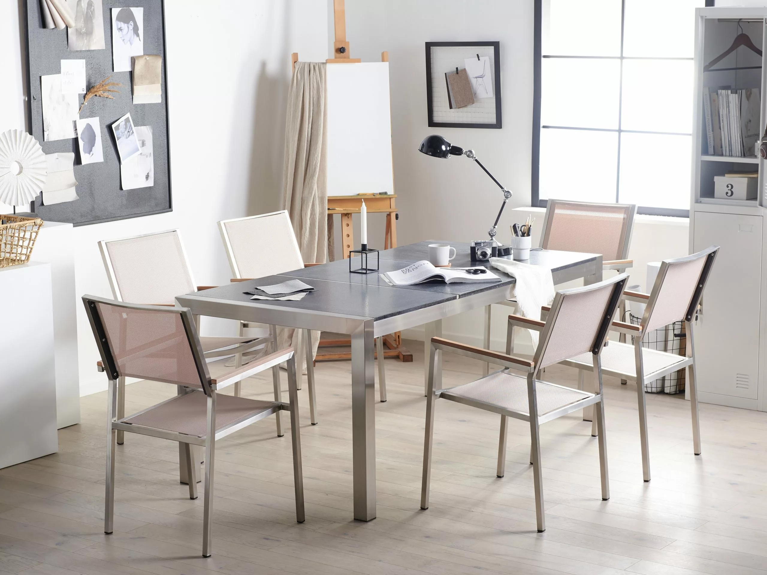 Beliani Tuinset 6-zits Basalt Zwart/beige GROSSETO - Afbeelding 5