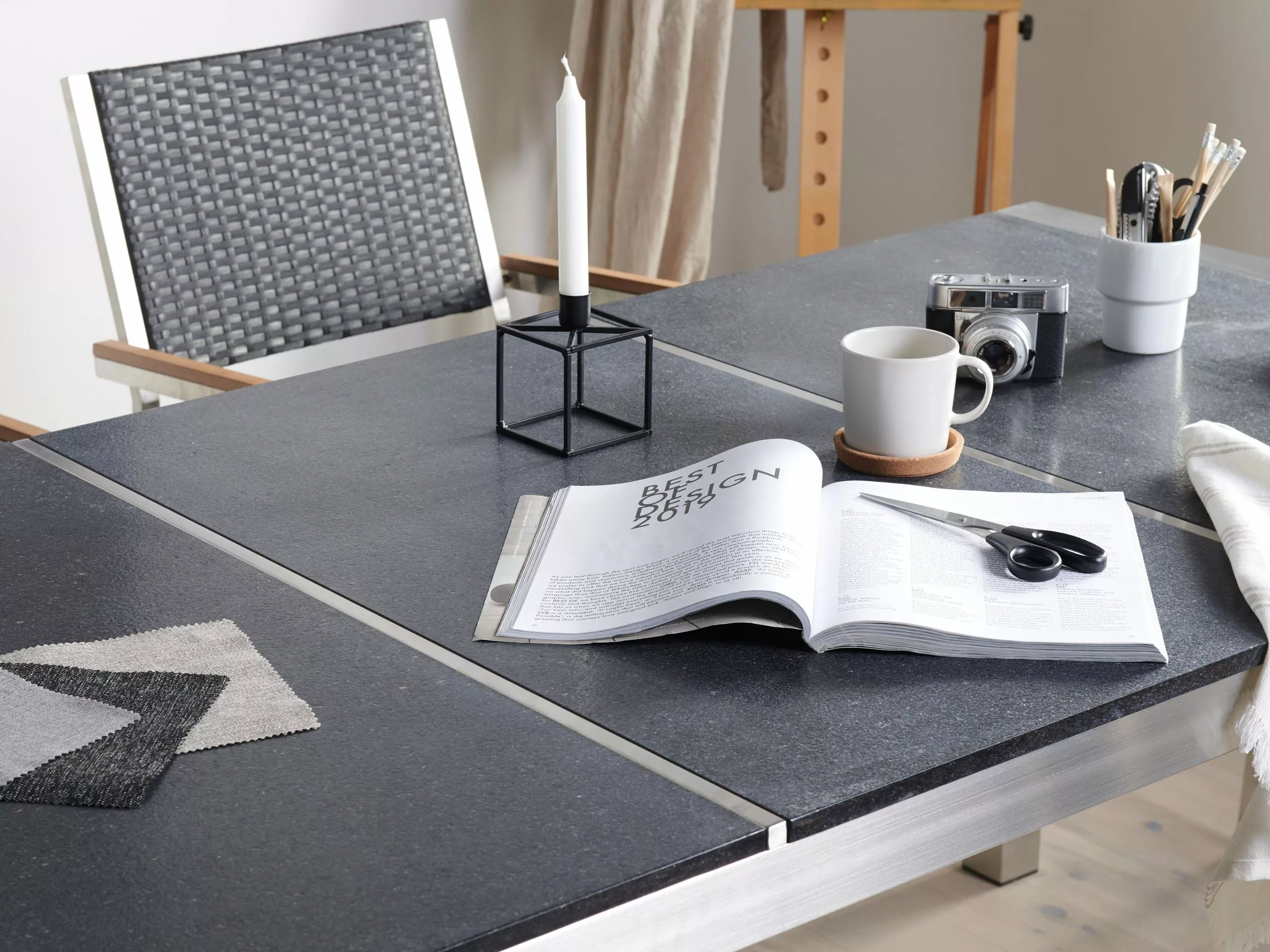 Beliani Tuinset 6-zits Basalt Zwart/beige GROSSETO - Afbeelding 6