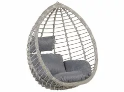 Beliani Hangstoel Rotan Grijs TOLLO