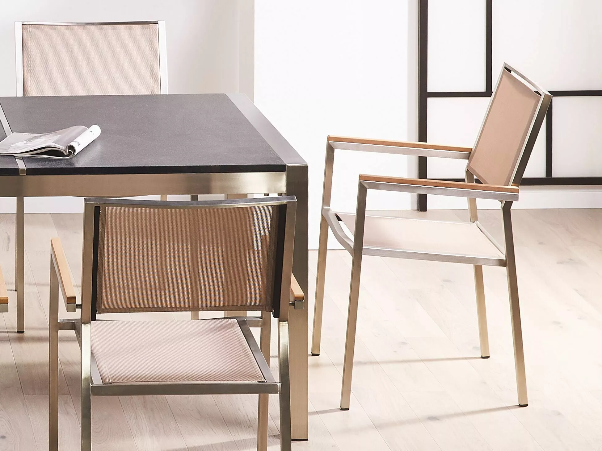 Beliani Tuinstoel Set Van 2 RVS Beige GROSSETO - Afbeelding 4