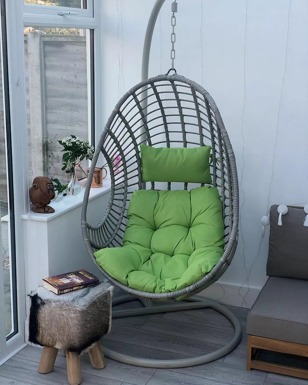 Beliani Hangstoel Met Standaard Rotan Taupe ARPINO - Afbeelding 3