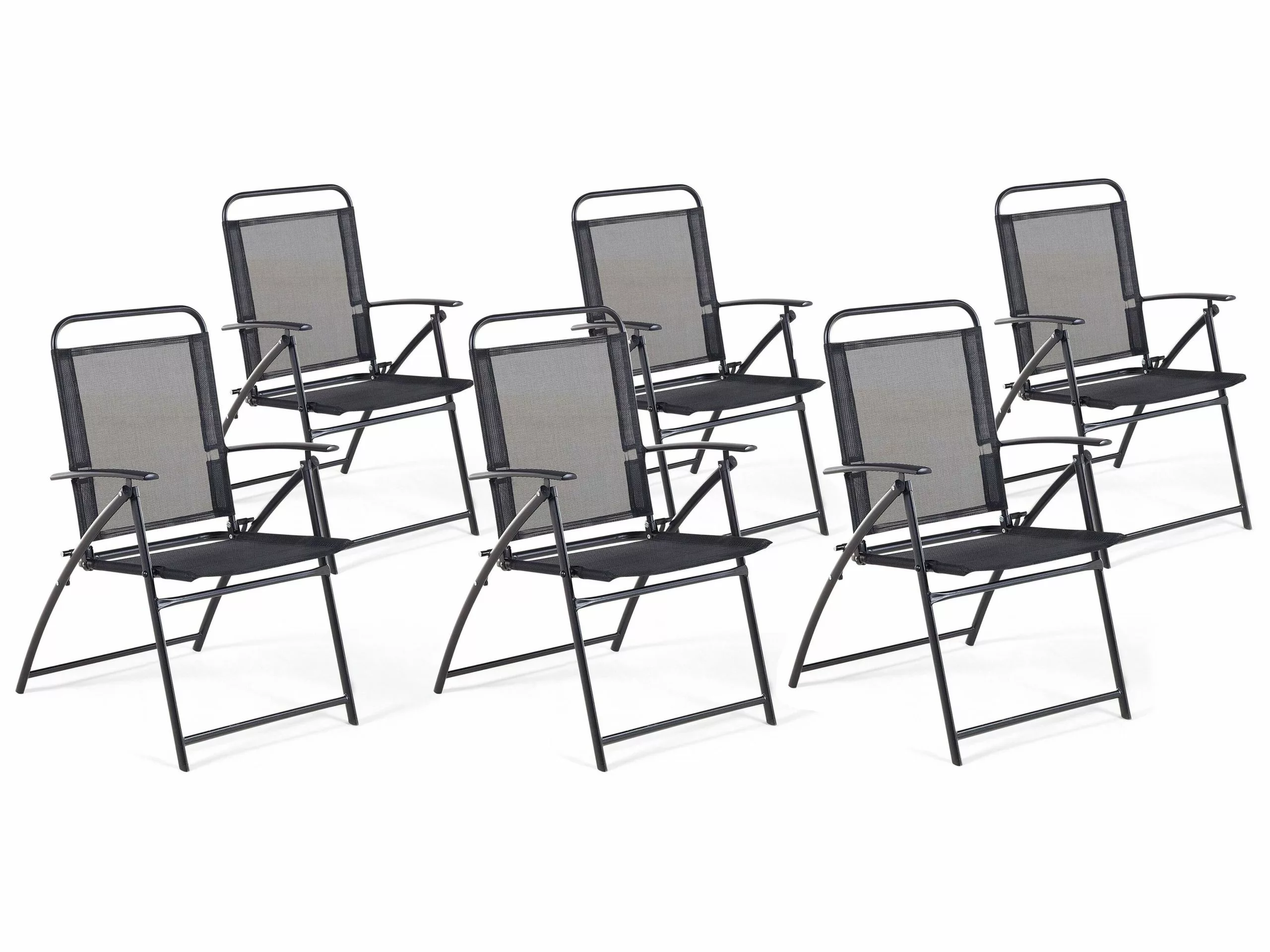 Beliani Tuinstoel Set Van 6 Staal Zwart LIVO