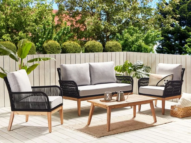 Beliani Loungeset 4-zits Acaciahout Grijs MERANO II - Afbeelding 2