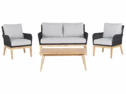 Beliani Loungeset 4-zits Acaciahout Grijs MERANO II