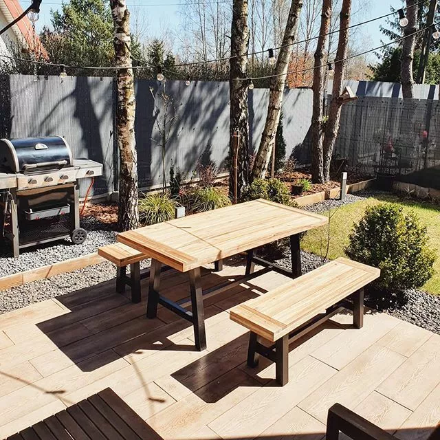 Beliani Tuinbank Hout Zwart SCANIA - Afbeelding 5