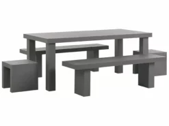 Beliani Tuinset Met 2 Banken En Stoelen Beton Grijs TARANTO