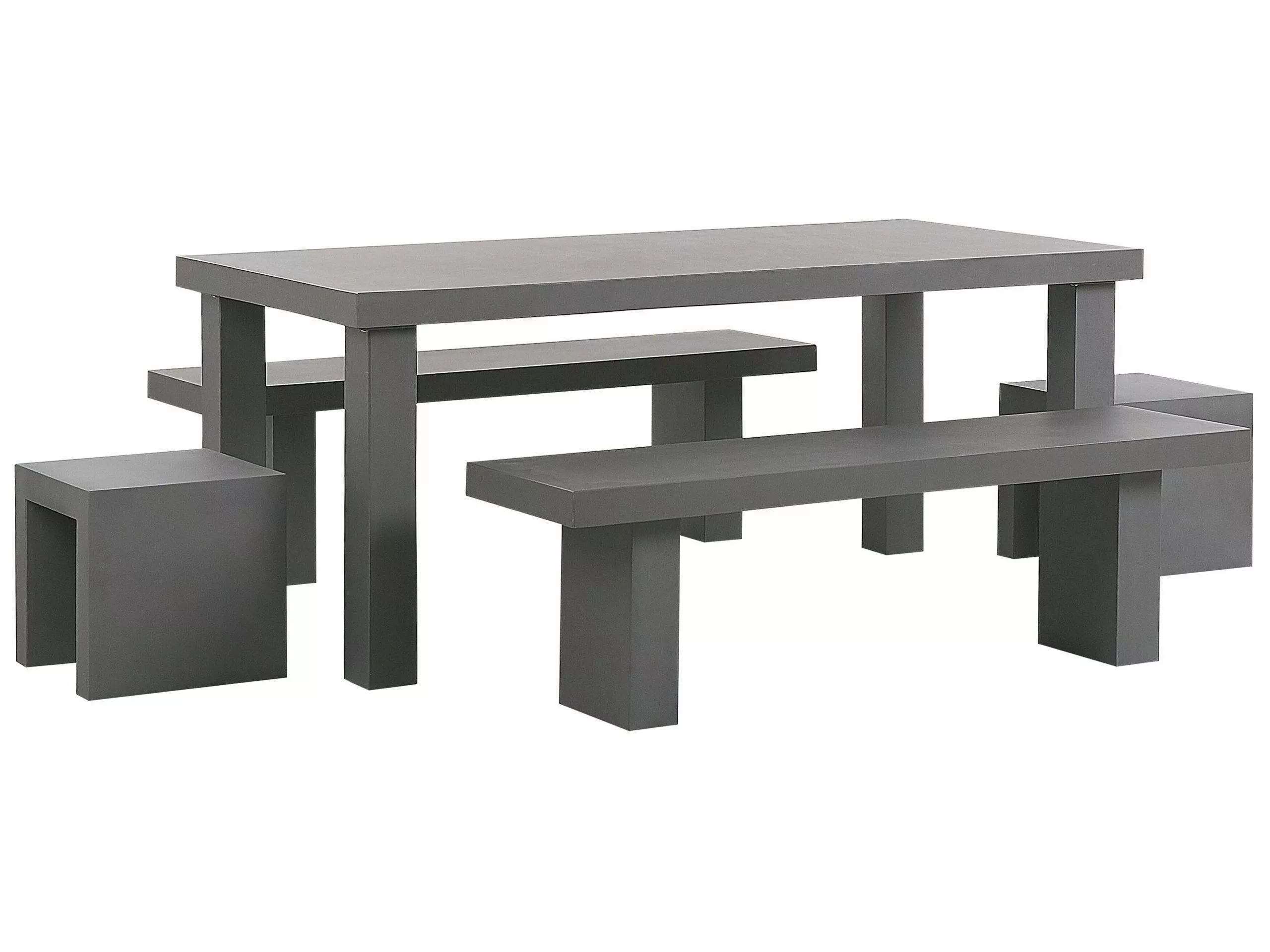 Beliani Tuinset Met 2 Banken En Stoelen Beton Grijs TARANTO