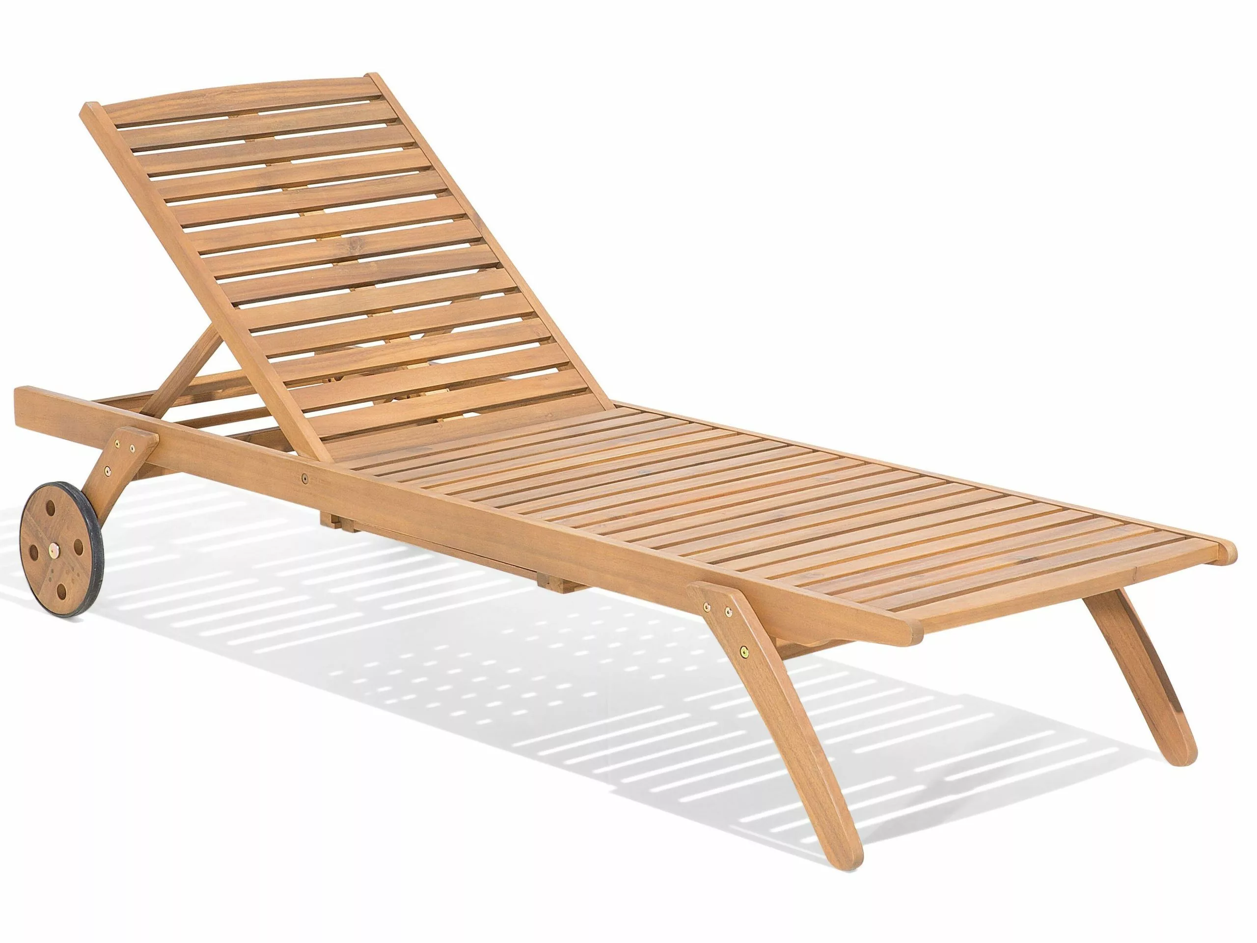 Beliani Ligstoel Acaciahout Geel/wit CESANA - Afbeelding 10