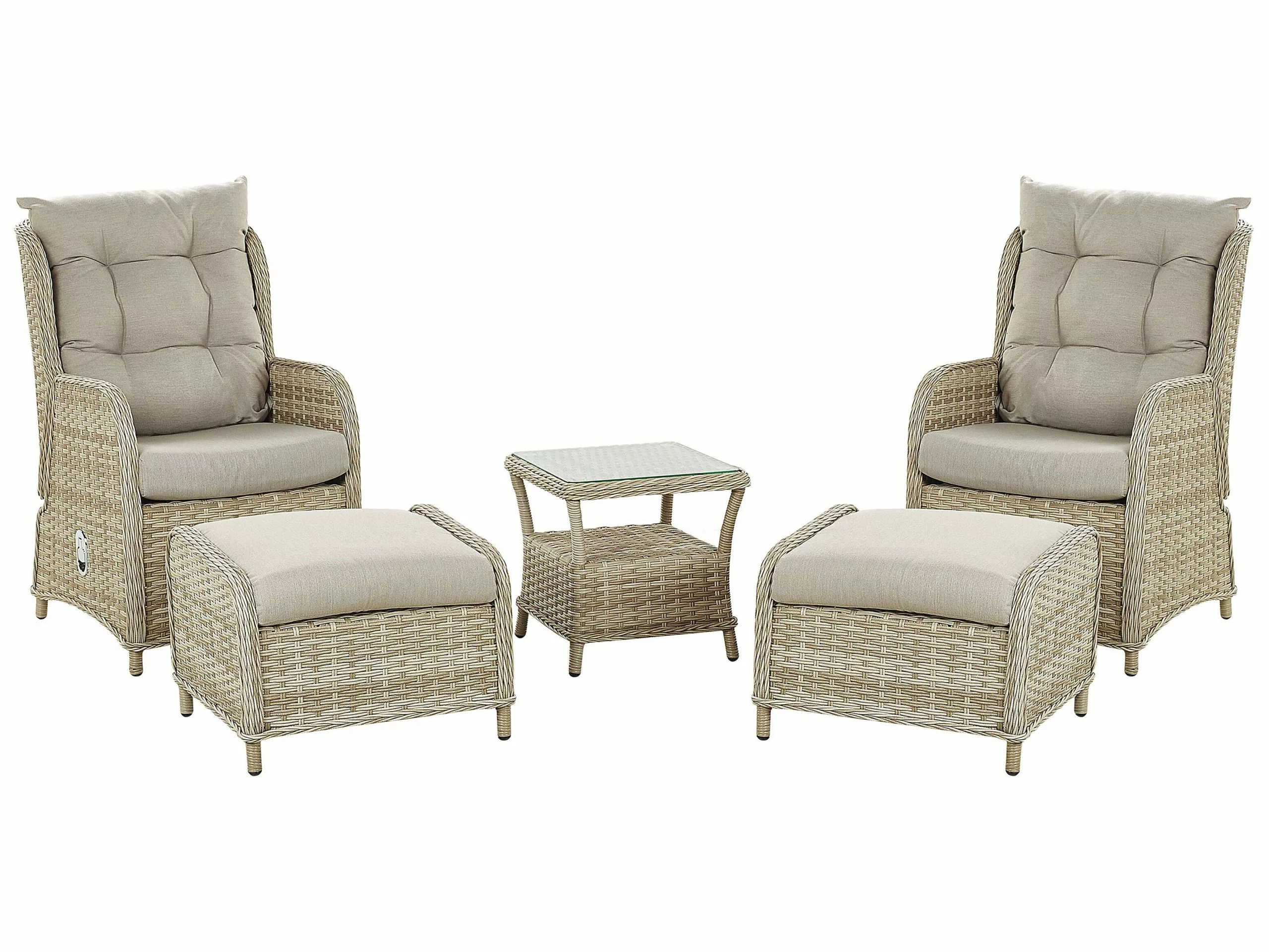 Beliani Loungeset 2-zits Rotan Beige PONZA