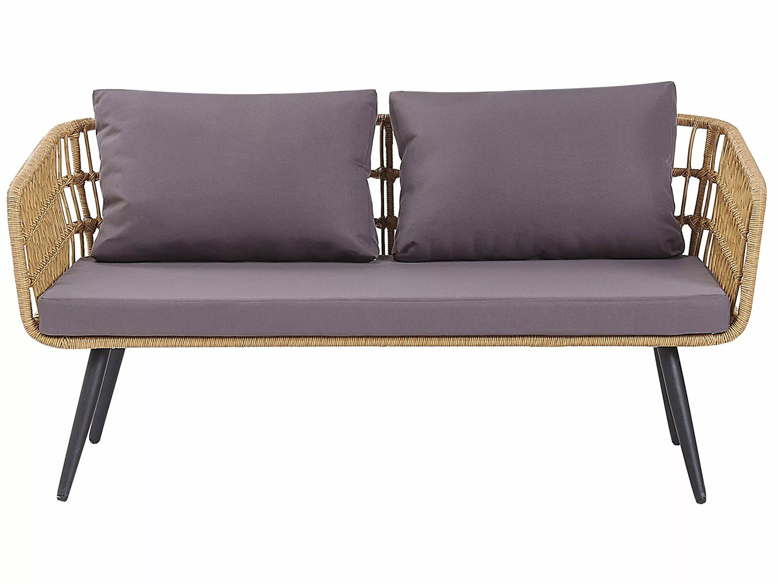 Beliani Loungeset 4-zits Rotan Natuurlijk FOBELLO - Afbeelding 5