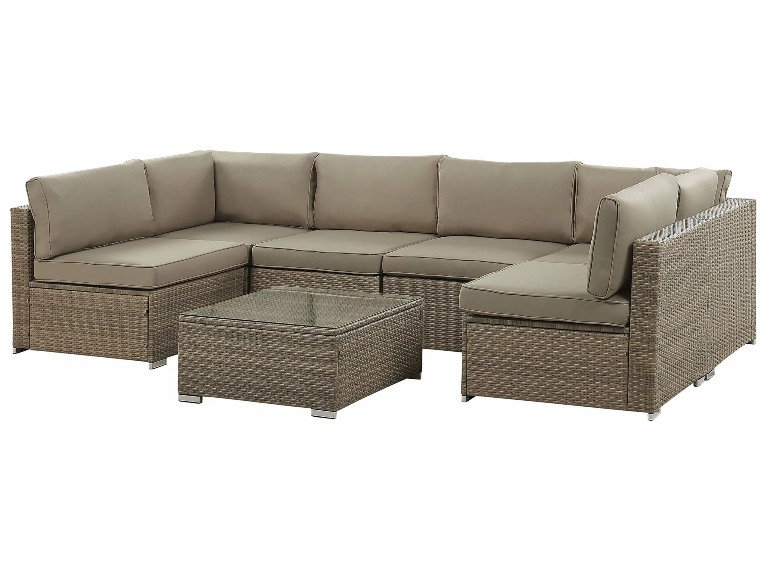 Beliani Loungeset 6-zits Rotan Bruin BELVEDERE - Afbeelding 4