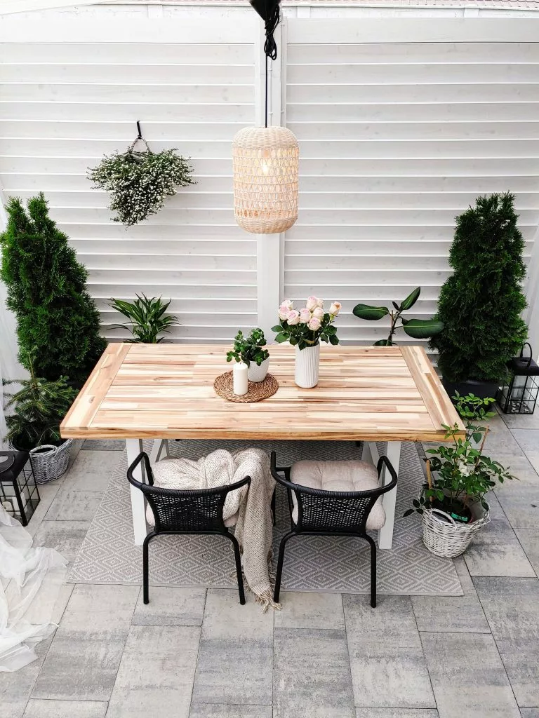 Beliani Eettafel Acaciahout Wit 170 X 80 Cm SCANIA - Afbeelding 5