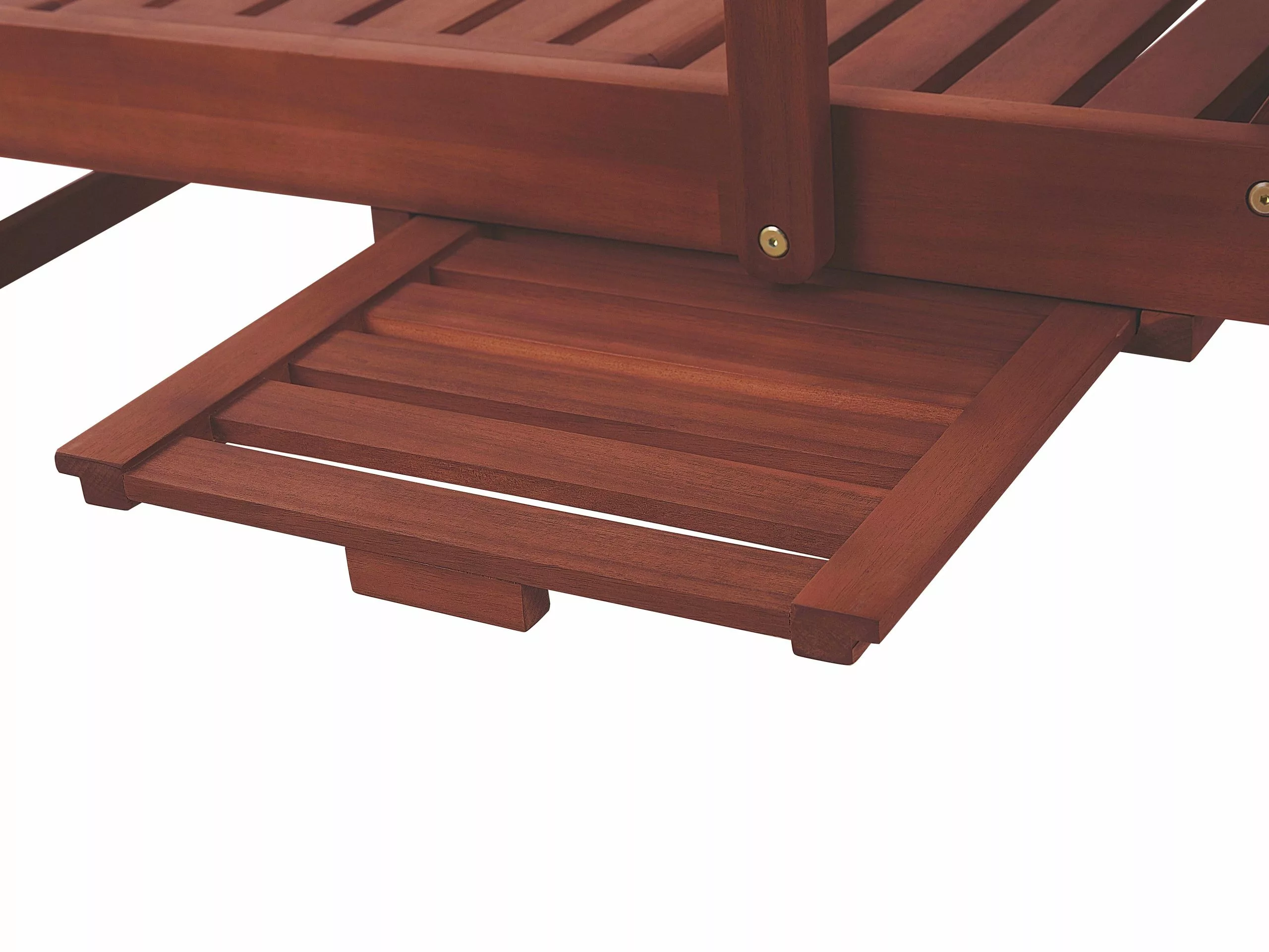 Beliani Ligstoel Acaciahout Donkerbruin/terracotta TOSCANA - Afbeelding 9