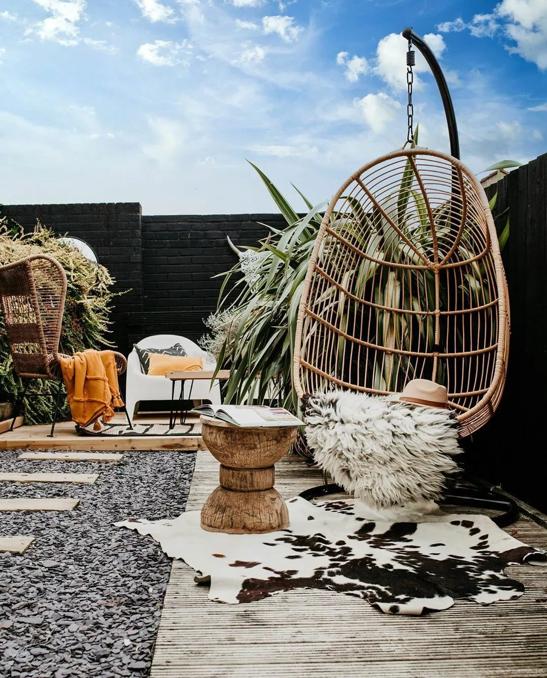 Beliani Hangstoel Met Standaard Rotan Natuurlijk/zwart CASOLI - Afbeelding 9