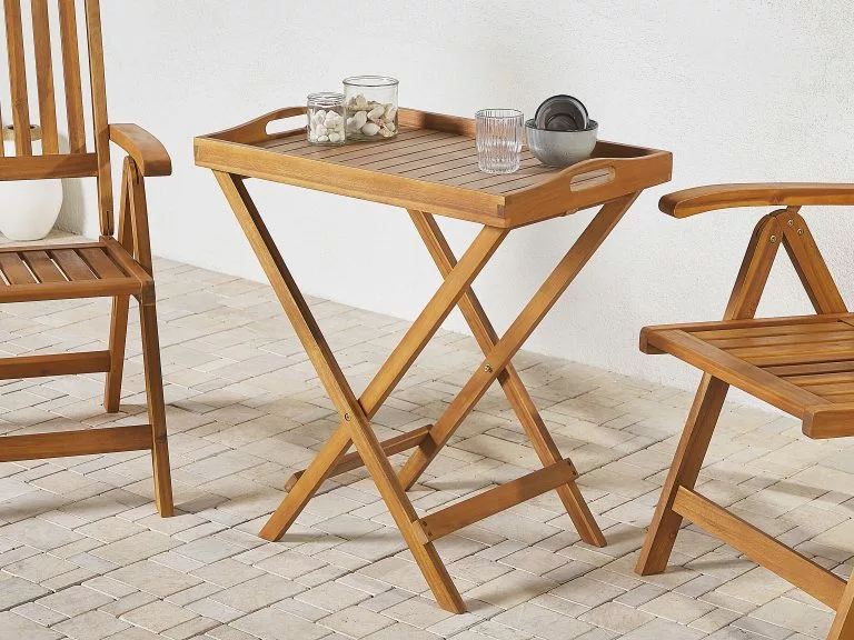 Beliani Bijzettafel Lichtbruin JAVA - Afbeelding 2