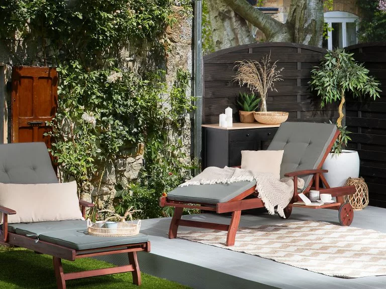 Beliani Ligstoel Acaciahout Grafietgrijs TOSCANA - Afbeelding 2