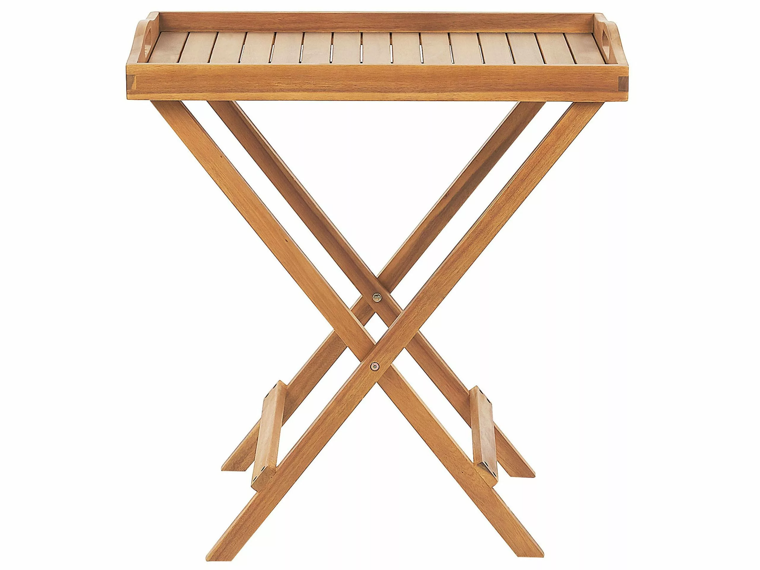 Beliani Balkonset Acaciahout Lichtbruin/blauw JAVA - Afbeelding 9