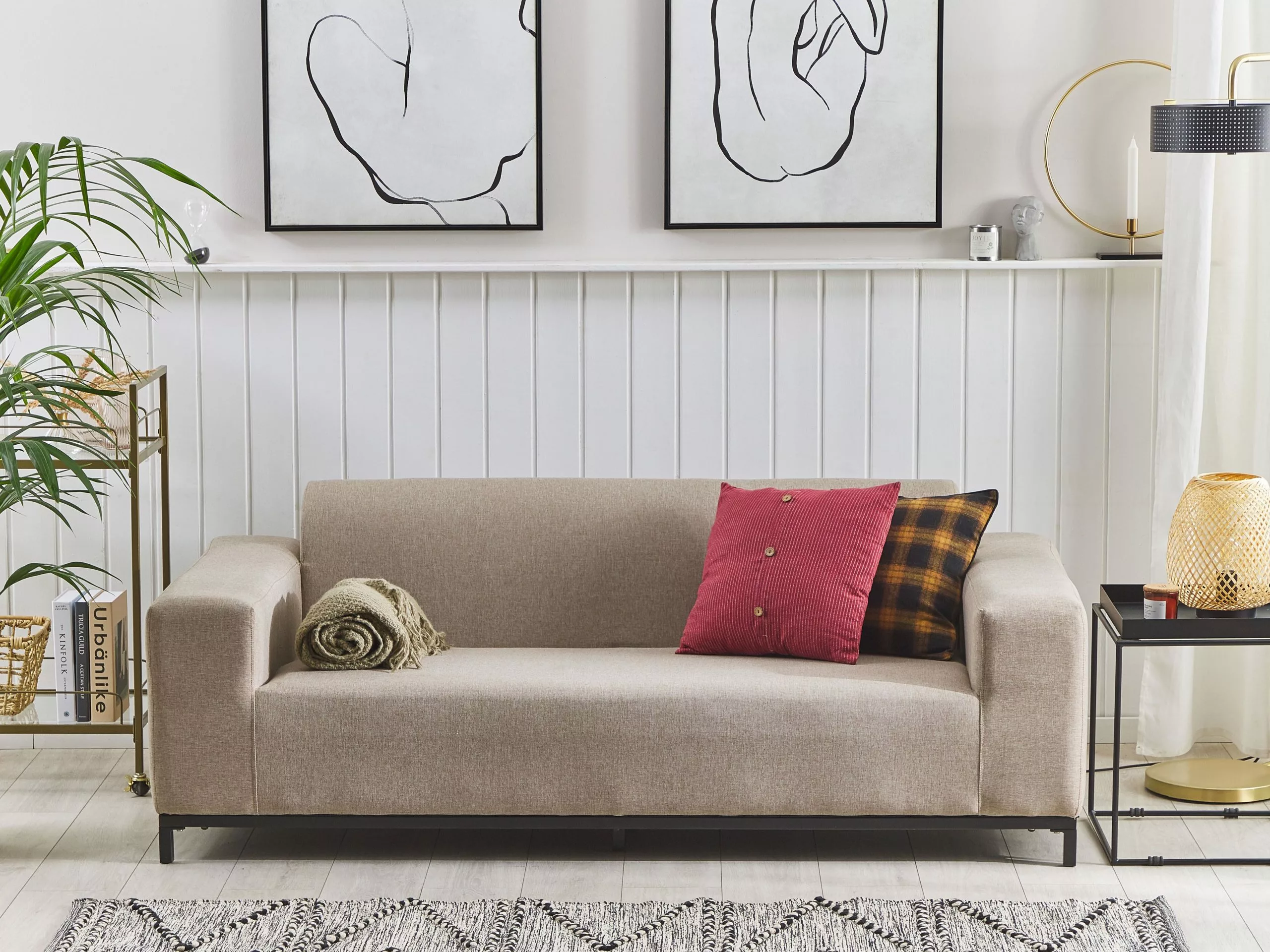 Beliani Tuinbank 3-zits Stof Beige/zwart ROVIGO - Afbeelding 3