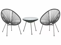 Beliani Balkonset Rotan Zwart ACAPULCO II